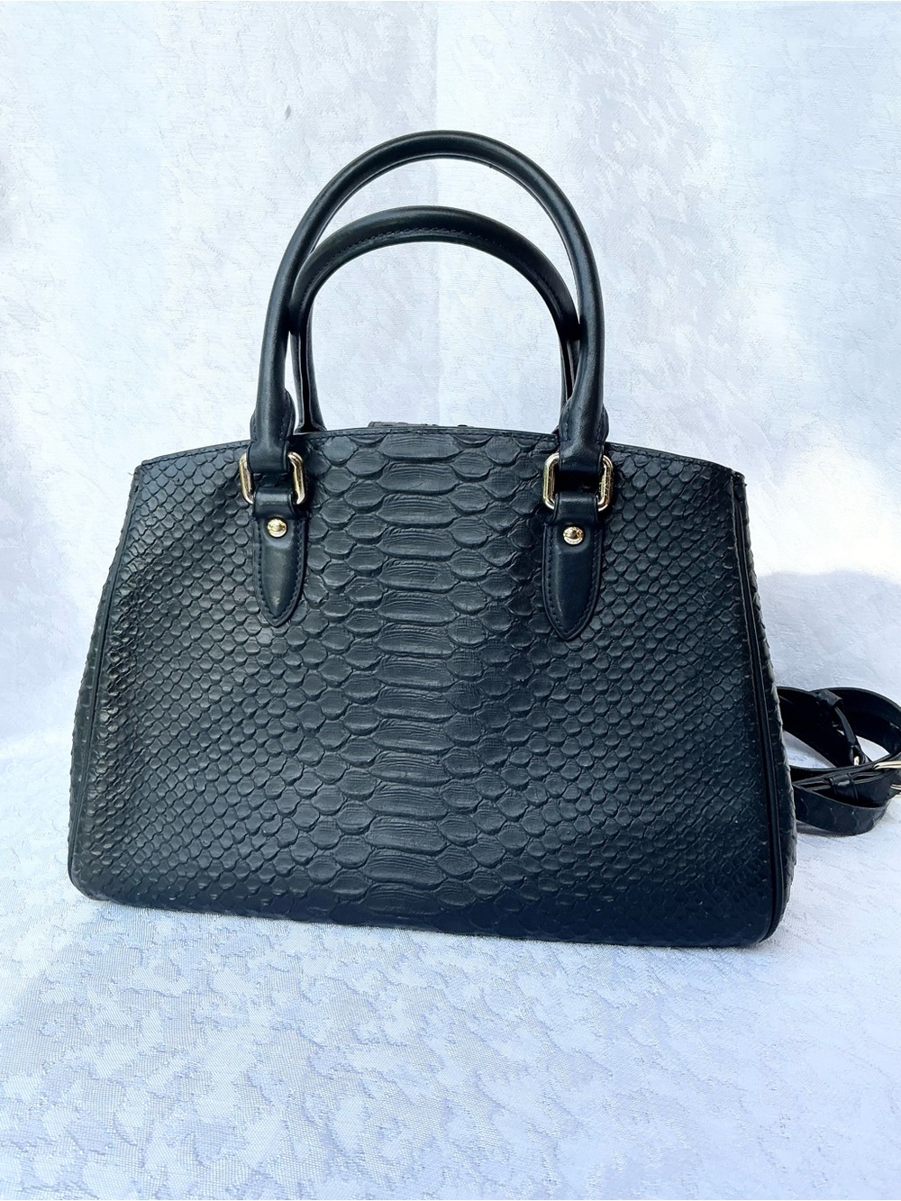 Coach Embossed Leather Satchel - Picture 2 of 6